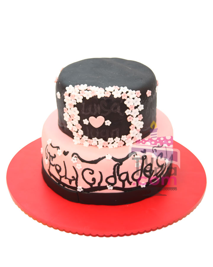 Torta Vintage Rosa y Negro –  Bogotá – Tortas temáticas,  decoradas para cumpleaños a domicilio